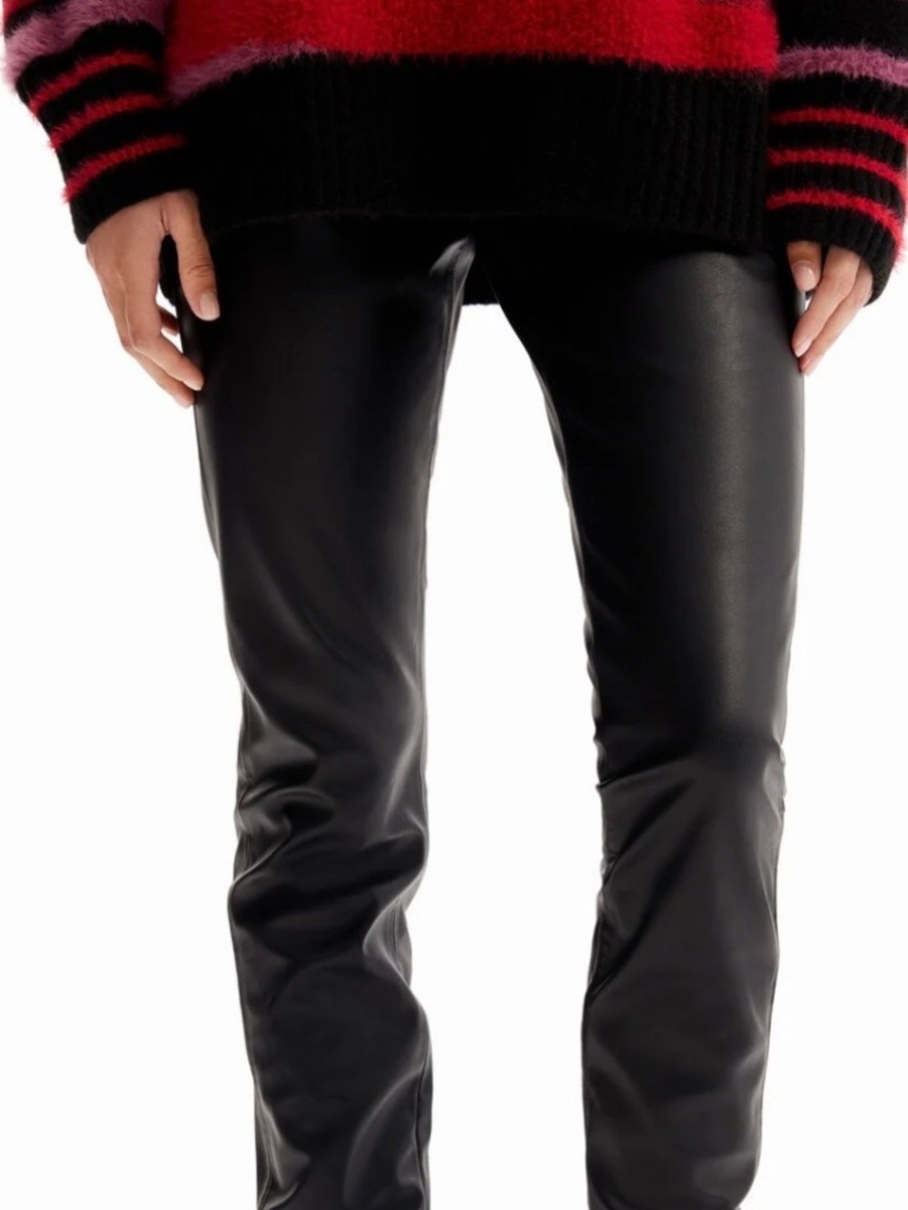 NWOT Desigual Leather-effect Stretchy Leggings Zippered Medium